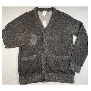 GAP Cardigan Sweater Men Medium Charcoal Heather Knit Button Front Linen Blend